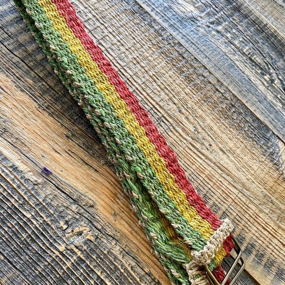 Hemp Boho Hippie Belt - Red, Yellow, or Green - Picture 2 of 3